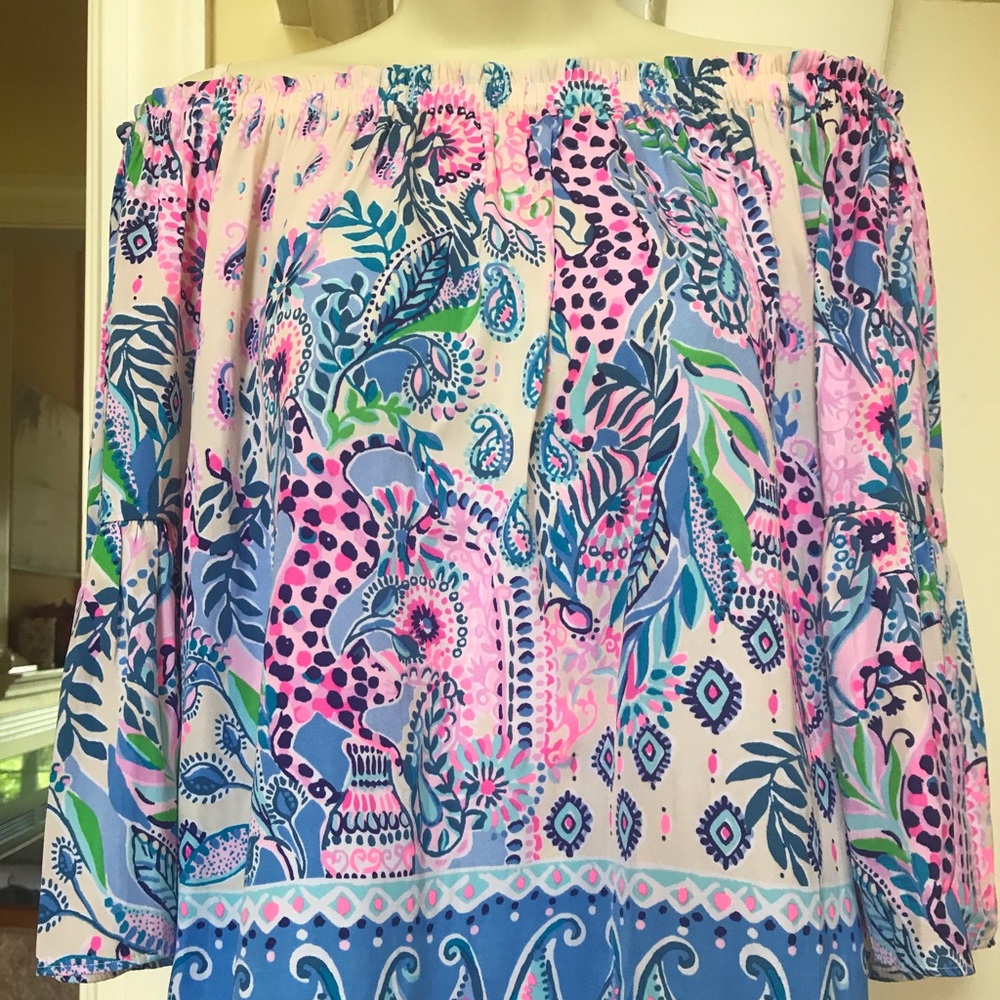 NWOT tag Lilly Pulitzer Nevie Top Macadamia Haute Cature off shoulders top